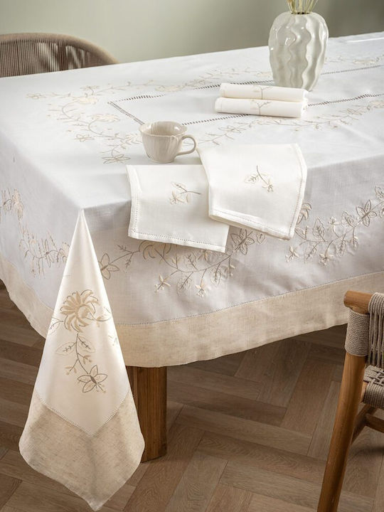Palamaiki Linen Tablecloth Set 13 Pieces Vintage Beauty Vl106 Vintage Beauty 180x270cm