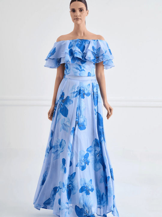 Desiree Maxi Dress with Ruffles Blue 17.44022 | Skroutz.mt