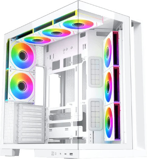 Xigmatek Aqua 7 Arctic Gaming Micro Tower Carcasă PC cu Panou Lateral 8 Ventilatoare ARGB