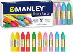 Manley Wax Crayons Cardboard Box Metallic 10 Colors Box Manley Fluo Pastel