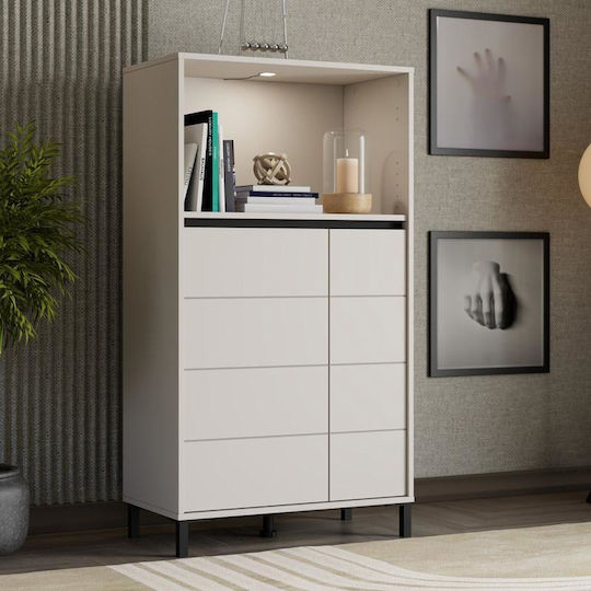 Marron 2k2v Pop 135 Επιδαπέδια Βιτρίνα από MDF με Τζάμι & Φωτισμό Cashmere-μαυρο Ματ 74x40x135cm 11015523