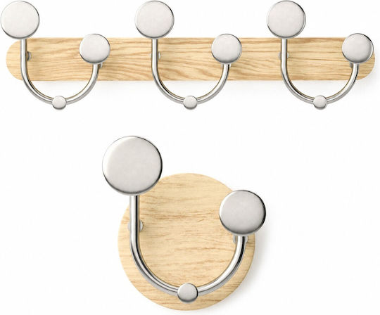 Umbra Wall Hanger Melody Wooden 8 Hooks Beige