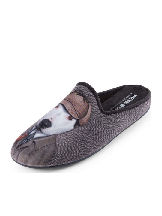 Pets Rock Winter Men's Slippers Brown