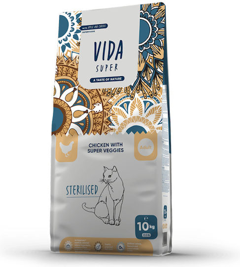 Vida Super Dry Food for Adult Neutered Cats with Chicken / Corn / Poultry / Rice / Apple / Pumpkin 10kg