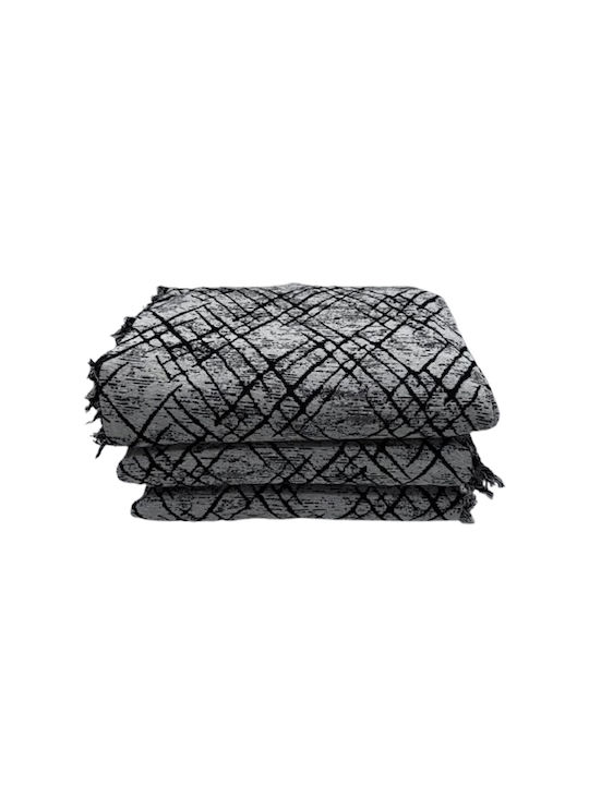 SpitiBazaar Σετ Ριχτάρια 3τμχ Chenille Γκρι Σκούρο