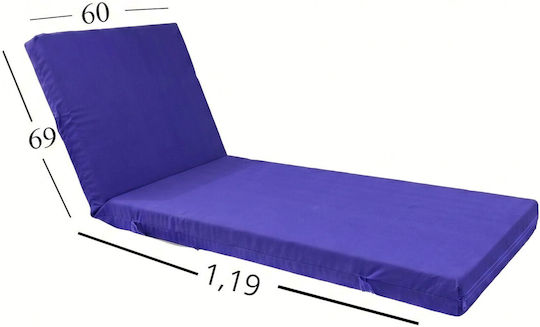 Politishome Waterproof Sunbed Cushion with Backrest Blue-Purple 60x188 cm