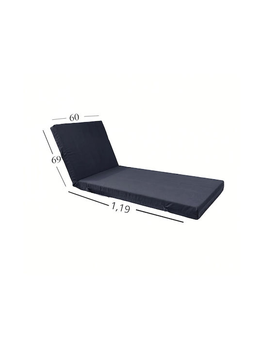 Politishome Waterproof Sunbed Cushion with Backrest Black 60x188cm