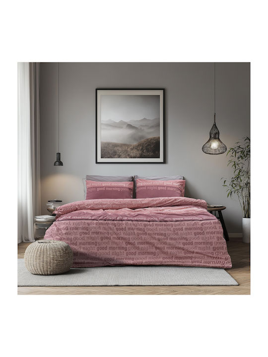Lino Home Nuvet Single Bed Sheet Set with Rubber Hugger 110x200+32cm Dusty Pink 3 Pieces