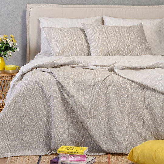 24home.gr Ultra Line Melinen Подредба Чаршафи Единични 170x270см Светлосиви 3 Бройки