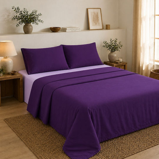 Oxford Home Σετ Υπέρδιπλο 4τμχ 240x260εκ. Μωβ Λιλά