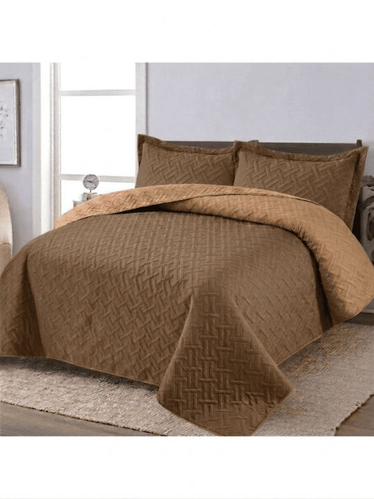 Set Coverlets Super King Light Brown/Brown 220x240cm 3 Pieces