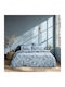 Lino Home Cotton Duvet Cover Set 230x250cm Super King with 2 Pillowcases Elysian Blue