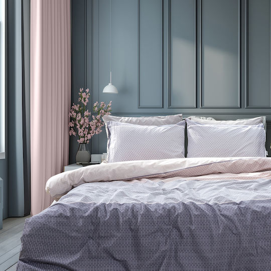 Lino Home Комплект Плик За Завивка Памучен 170x250cm Единичен с Калъфка Releaf Лилав