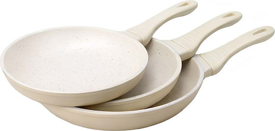 Signature Set 3 Pfannen 20 24 28cm Antihaftbeschichtung Mineral Beige