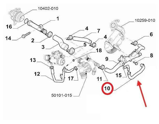Water Hose Egr Vivaro-b 1.6d R9m Md Me Mj Mk Mr Ms-ibras-br12339