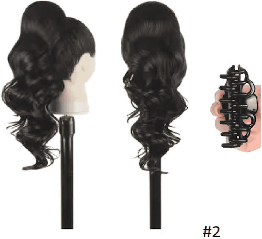 Ponytail Synthetic Hair Kanekalon High Quality Clamper Loose Curl Natural Black #2 Silver 50cm