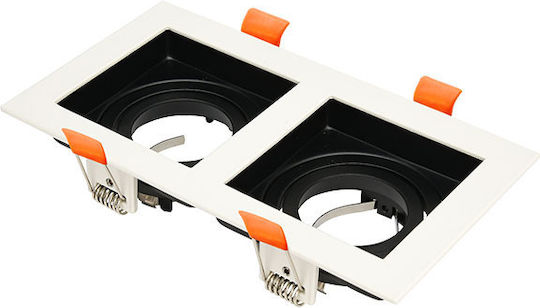 Square Frame Recessed Spot White-Black Ideal for GU10 Bulbs Max10W Petunya-2 White 015-028-0002-bw