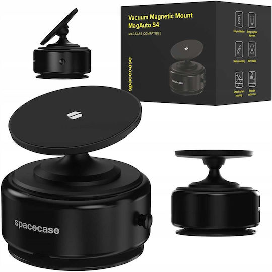 Βάση Κινητών Αυτοκινήτου Spacecase Magauto S4 Βεντούζα & Magsafe Παρμπρίζ Λείες Επιφάνειες Black 5905719133047