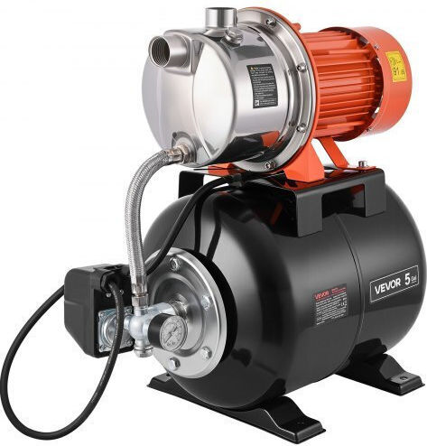 Vevor Elektrische Oberflächenwasserpumpe mit Automatischer Saugung 1,6hp Einphasig