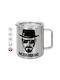 Koupakoupa Heisenberg Breaking Bad Tasse Metallisch Mit Deckel Silber 300ml