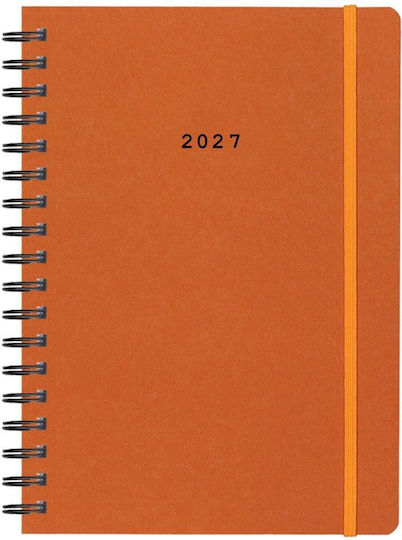 Next Daily Agenda Natural 2027 Orange Spiral 12x17cm