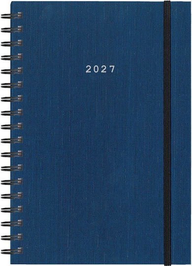 Next Fabric Daily Agenda B6 2027 Blue Spiral 12x17cm