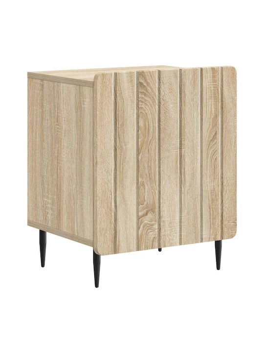 Wooden Bedside Table with Metal Legs Beige 43x3...