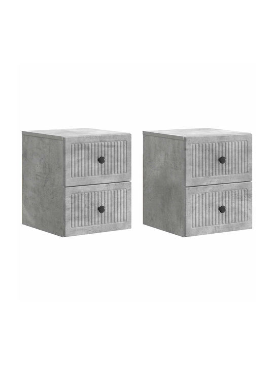 Gray Wooden Bedside Tables 2 Pieces 33x34.5x40cm