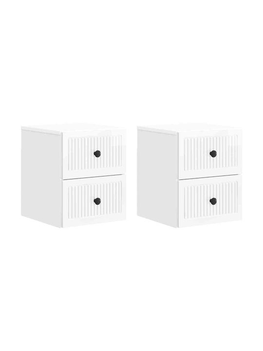 White Wooden Bedside Tables 2 Pieces 33x34.5x40cm