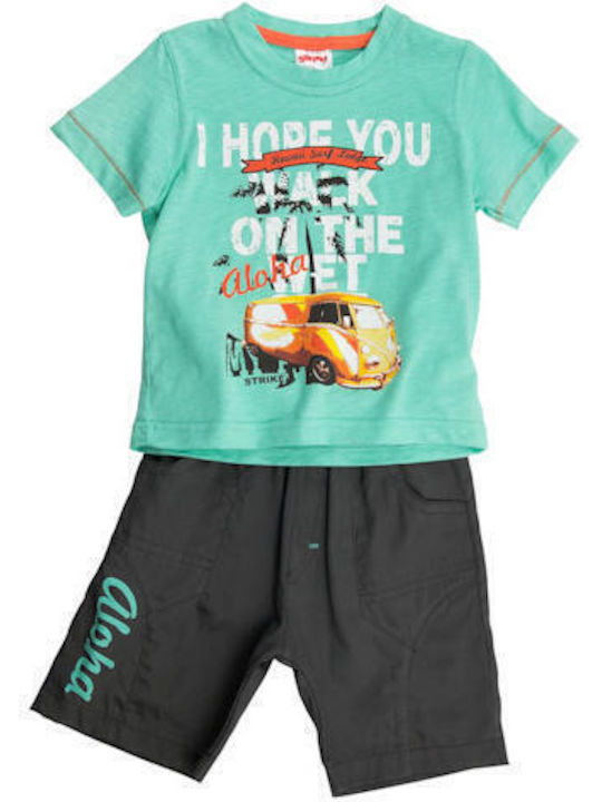 Kids Set with Shorts Summer 2 Pieces Green Anthracite