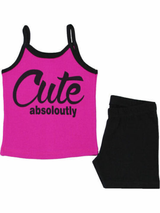 Set Pentru Copii Cu Pantaloni Scurți Vară 2 Bucăți Fuchsia