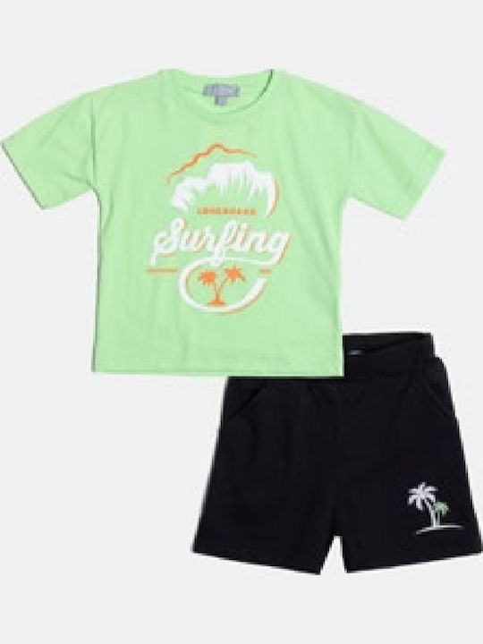 Kids Set with Shorts Summer 2 Pieces Green/Black