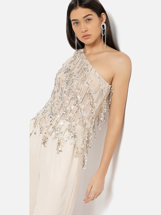 Women's Blouse One Shoulder Champagne