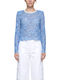 Bluza Damă Bumbac Mânecă Lungă Albastră
