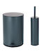 Sidirela Metallic Bathroom Brush and Trash Can Set Soft Close 6L Gray
