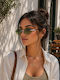 Riverio Women's Sunglasses with Silver Metallic Frame and Green Gradient Mirror Lenses RVGF6206-5
