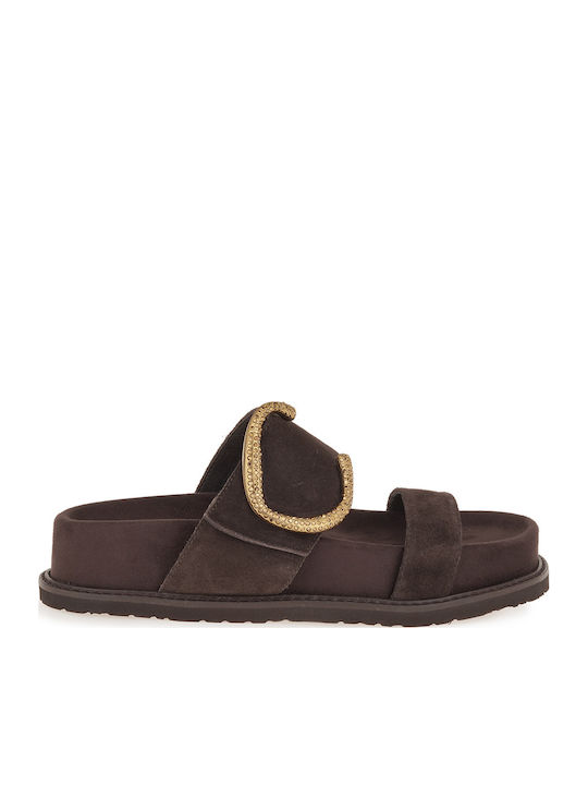 Komis & Komis Damen Flache Sandalen Braun