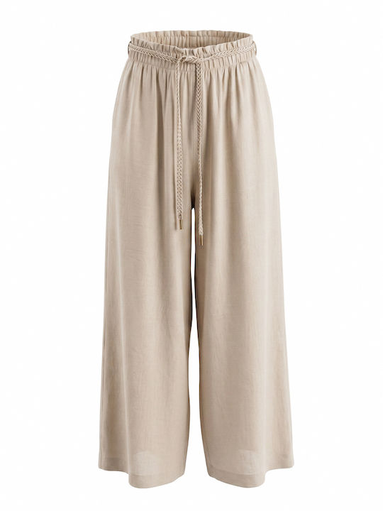 Women's Fabric Trousers Beige