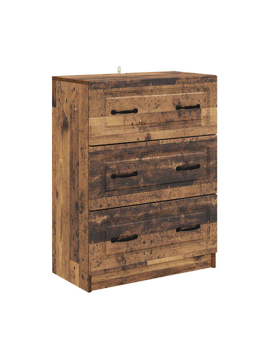 vidaXL Kommode Schlafzimmer Holz mit 2 Schubladen Gebeiztes Holz 66x34.5x87cm