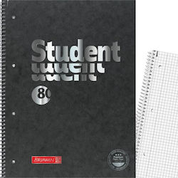 Brunnen Spiral Notebook Maths A4 160 Paper Sheets Black