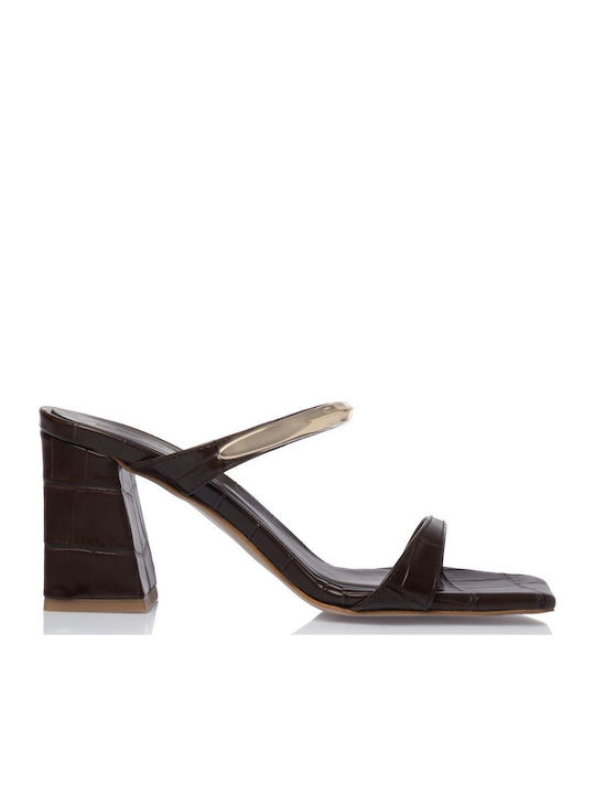 Mules with Heel in Brown Colour