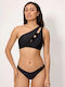 Set Bikini Με Έναν Ώμο με Αφαιρούμενη Ενίσχυση & Brazil Μαύρο