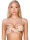 Strapless Bikini Top D Cup με Ενίσχυση Animal Print Μπεζ