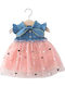 Girls Dress Sleeveless Denim Pink