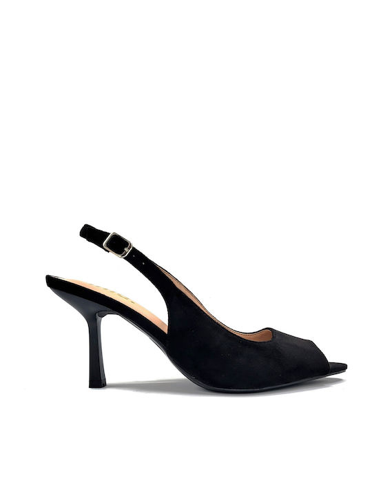 Wildleder Peep Toe Pumps Schwarz
