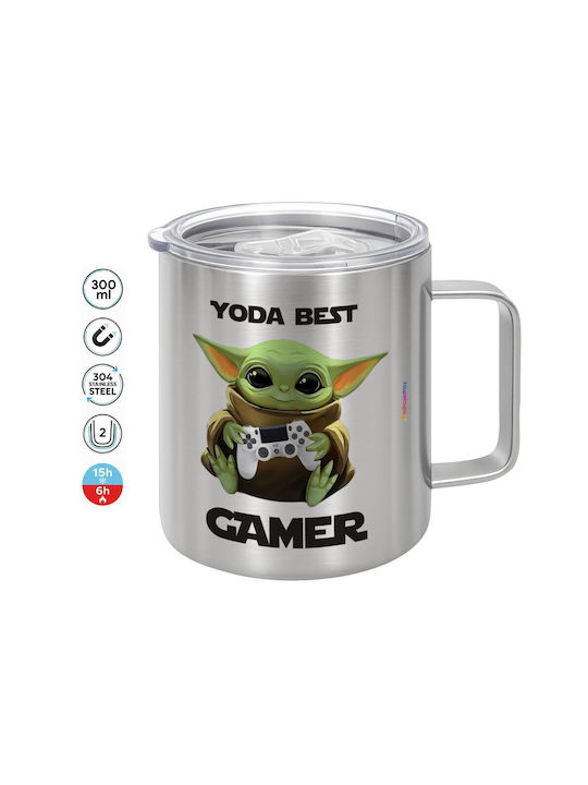 Koupakoupa Best Gamer Tasse Metallisch Mit Deckel Silber 300ml