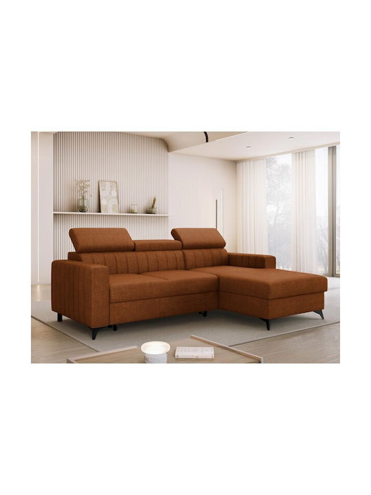 Columbus 170 Corner Couch Bed with Right Corner & Storage Space Orange 170x62x62 cm