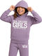 Fleece Επένδυση Παιδικό Φούτερ με Κουκούλα Lilac