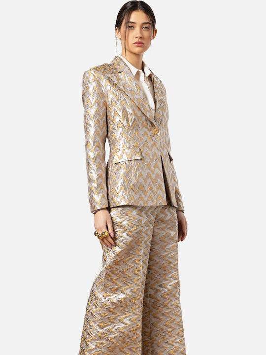 Teem Women's Waisted Blazer Gold Silver