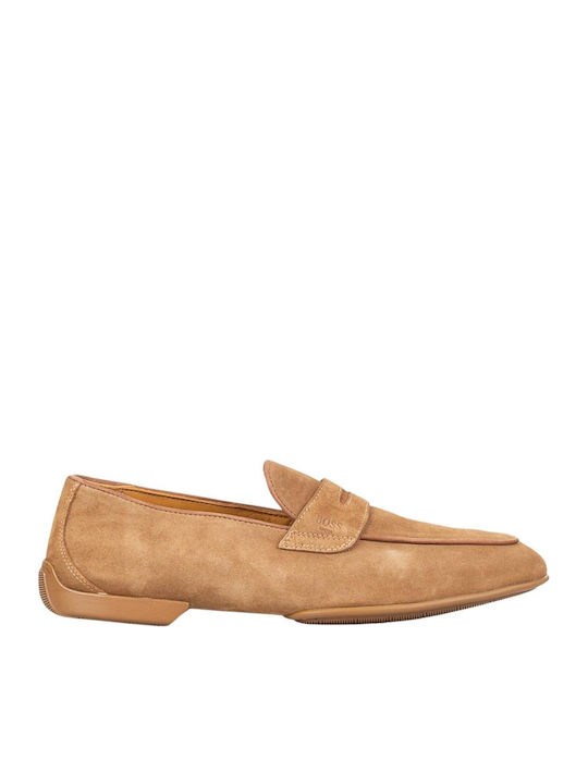 Boss Shoes Suede Ανδρικά Μοκασίνια σε Καφέ Χρώμα